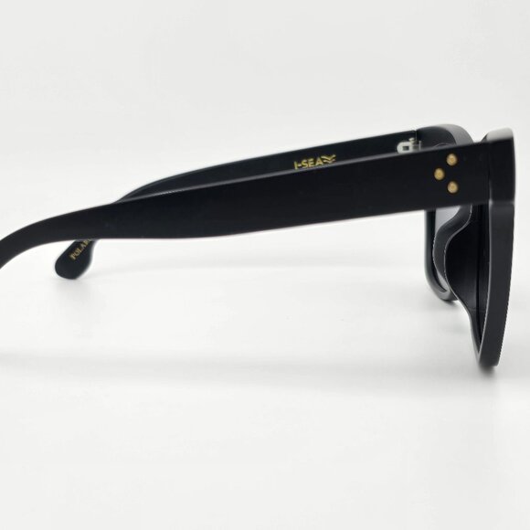 I-SEA Stevie Matte Black Gold Frame Polarized Black Lens Cat Eye Sunglasses 53mm - Picture 5 of 16